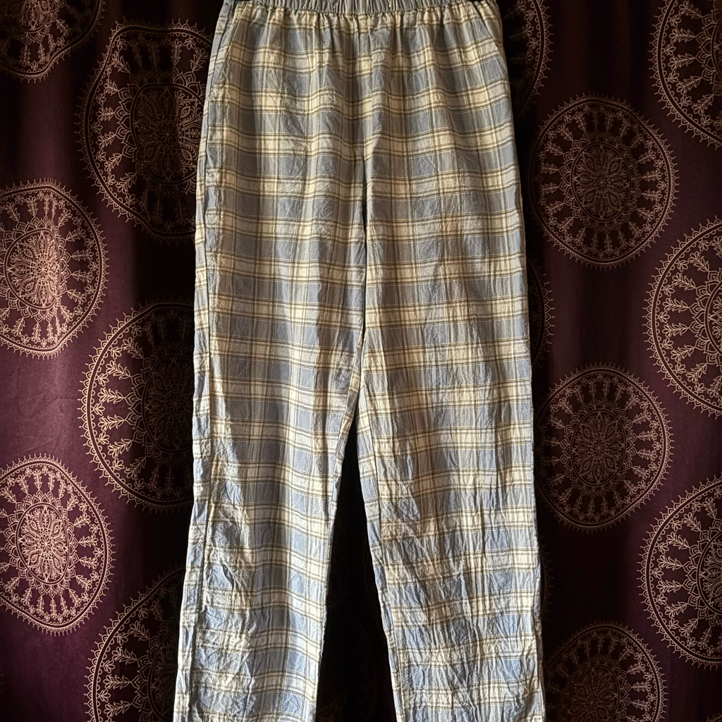 Plaid Lounge Pants - Light Blue